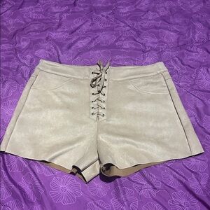 Forever 21 High Waist Tan Lace-Up Shorts